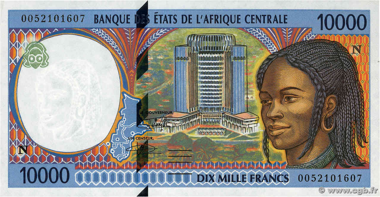 10000 Francs STATI DI L  AFRICA CENTRALE  2000 P.505Nf q.FDC