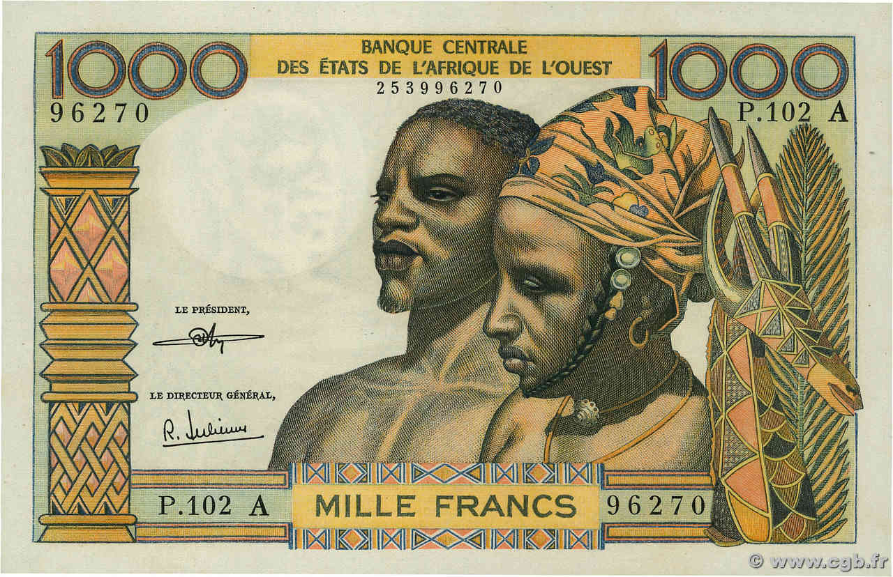 1000 Francs ÉTATS DE L AFRIQUE DE L OUEST  1972 P.103Ai NEUF