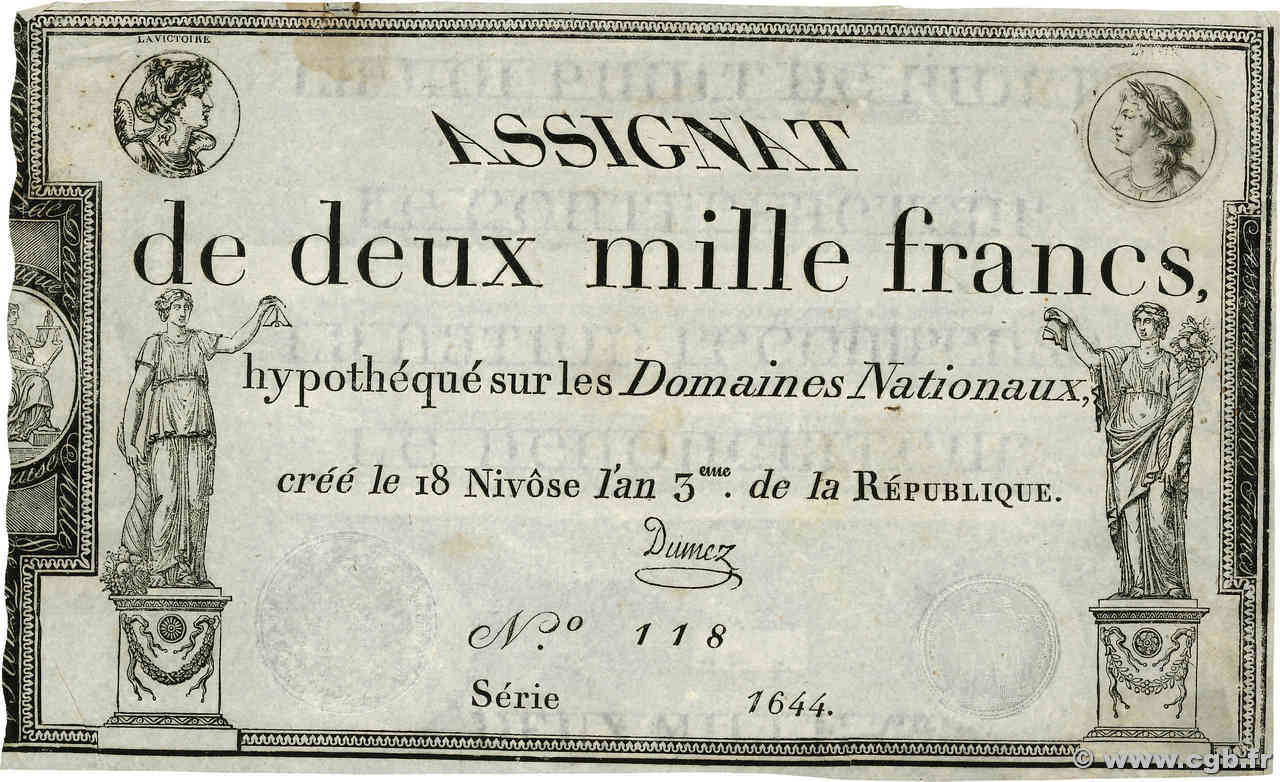2000 Francs FRANKREICH  1795 Ass.51a VZ