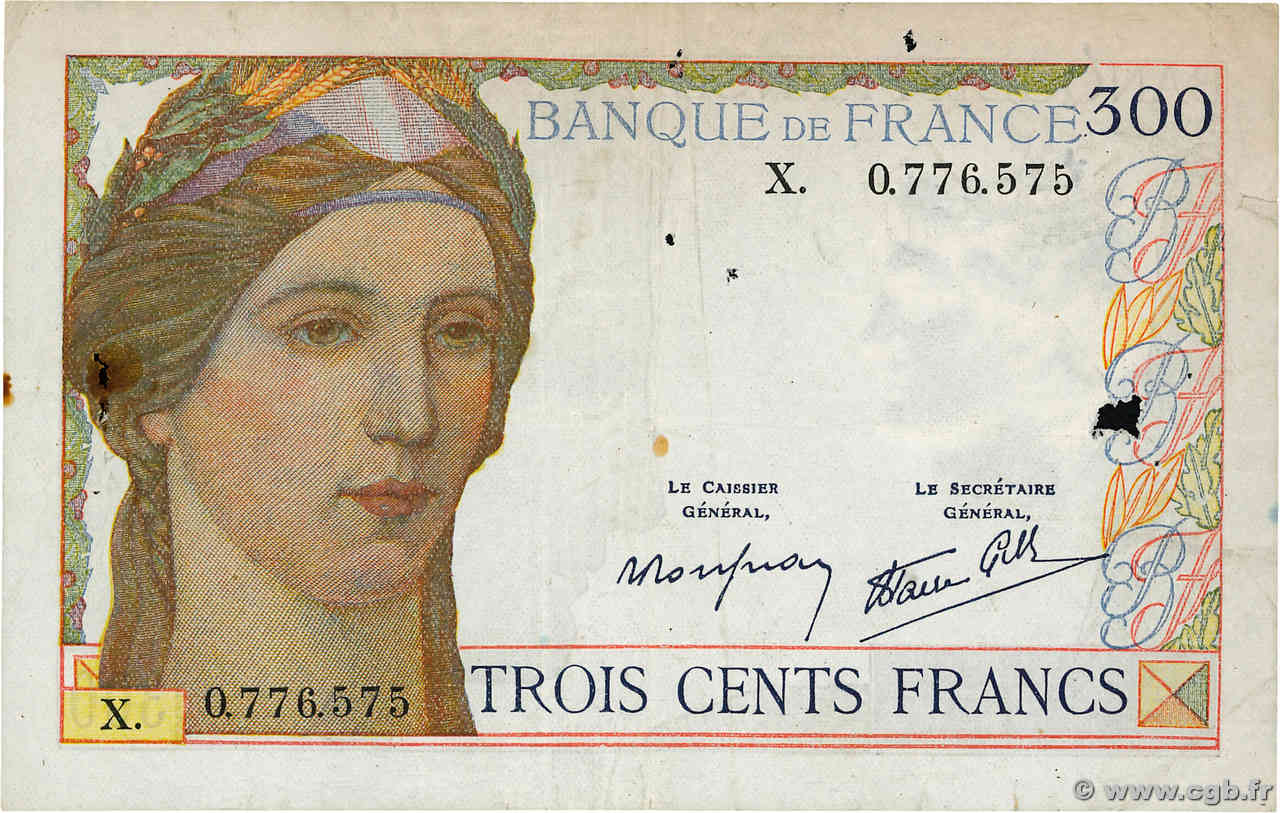 300 Francs FRANCE  1939 F.29.03 TB