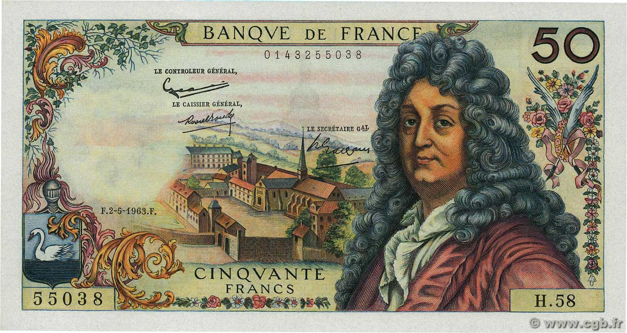50 Francs RACINE FRANCE  1963 F.64.05 AU