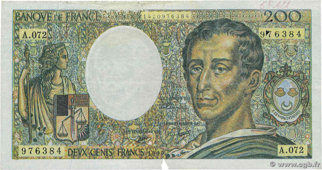 200 Francs MONTESQUIEU Faux FRANCE  1990 F.70.10ax F