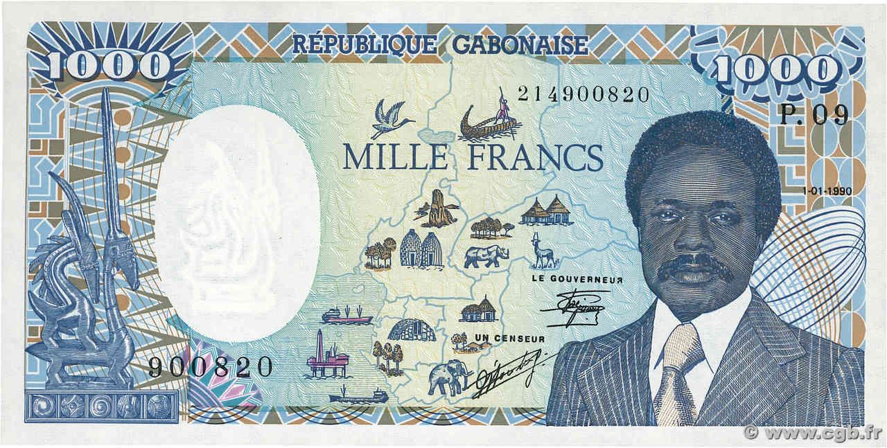 1000 Francs GABóN  1990 P.10a SC+