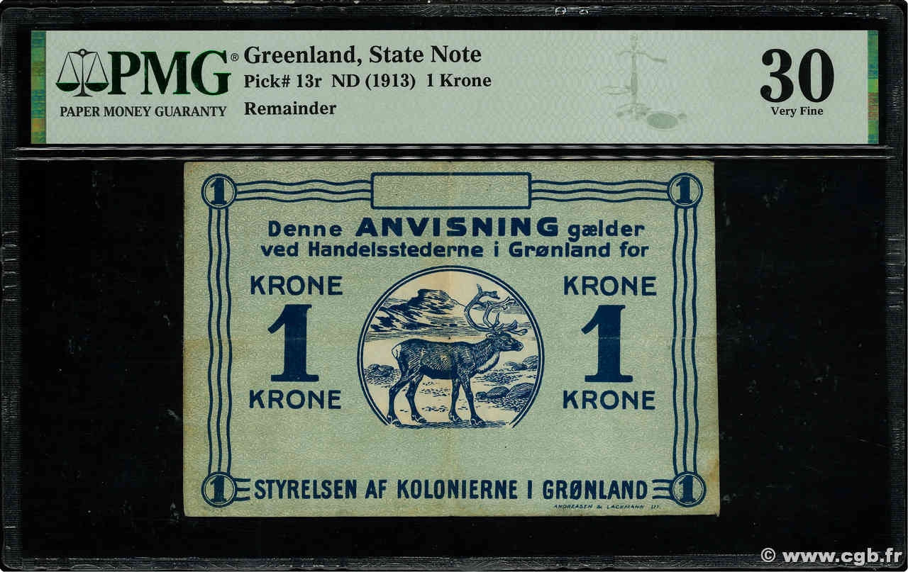 1 Krone Non émis GROENLAND  1913 P.13r TTB