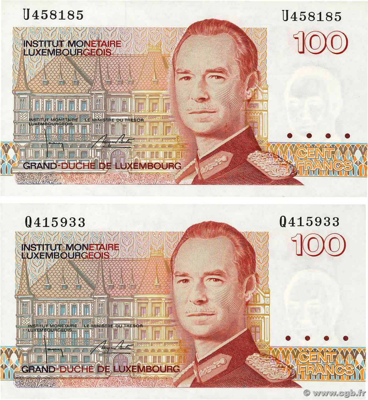 100 Francs Lot LUXEMBURG  1986 P.58b ST