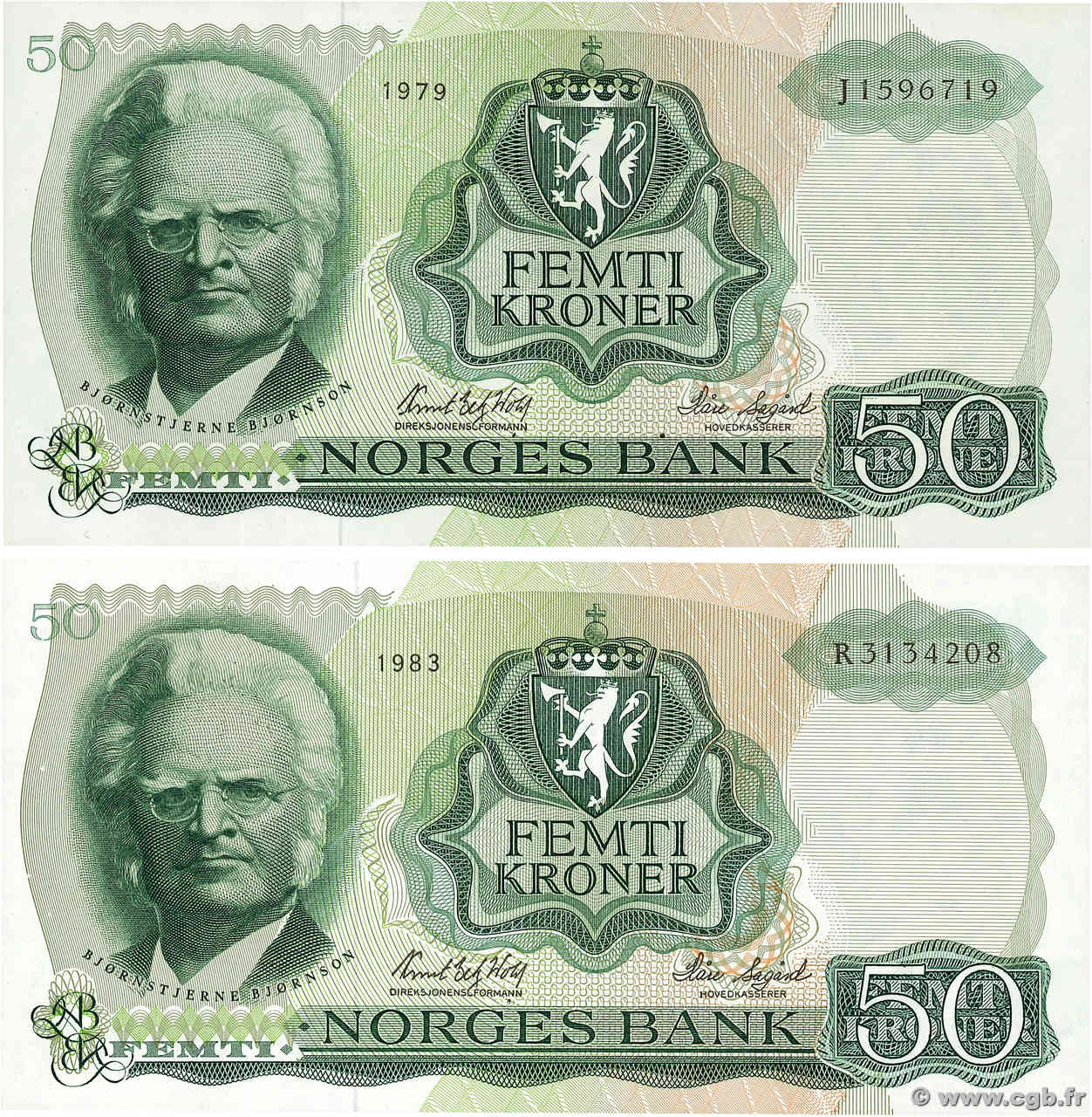 50 Kroner Lot NORVÈGE  1982 P.37d UNC-