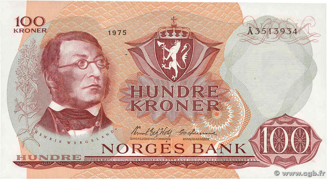 100 Kroner NORVÈGE  1975 P.38g UNC-