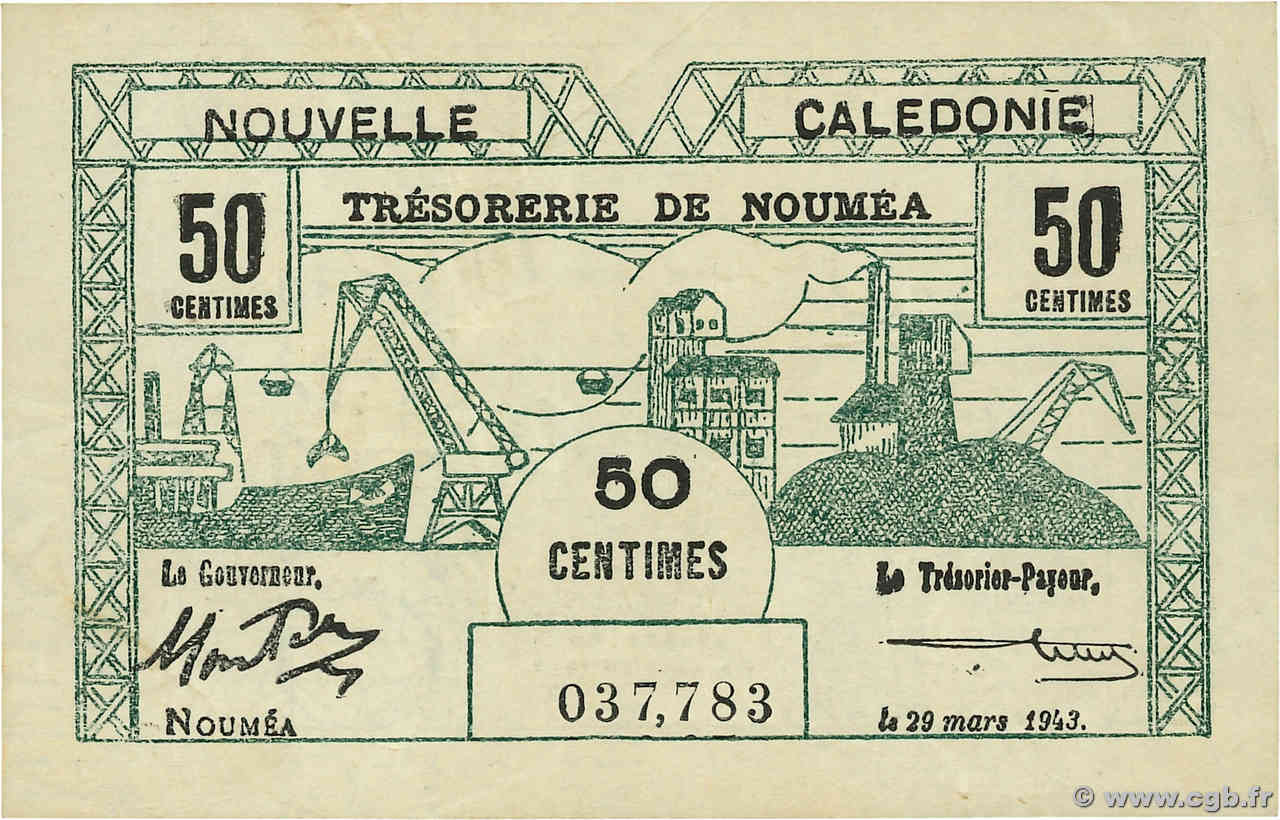 50 Centimes NOUVELLE CALÉDONIE  1943 P.54 MBC+