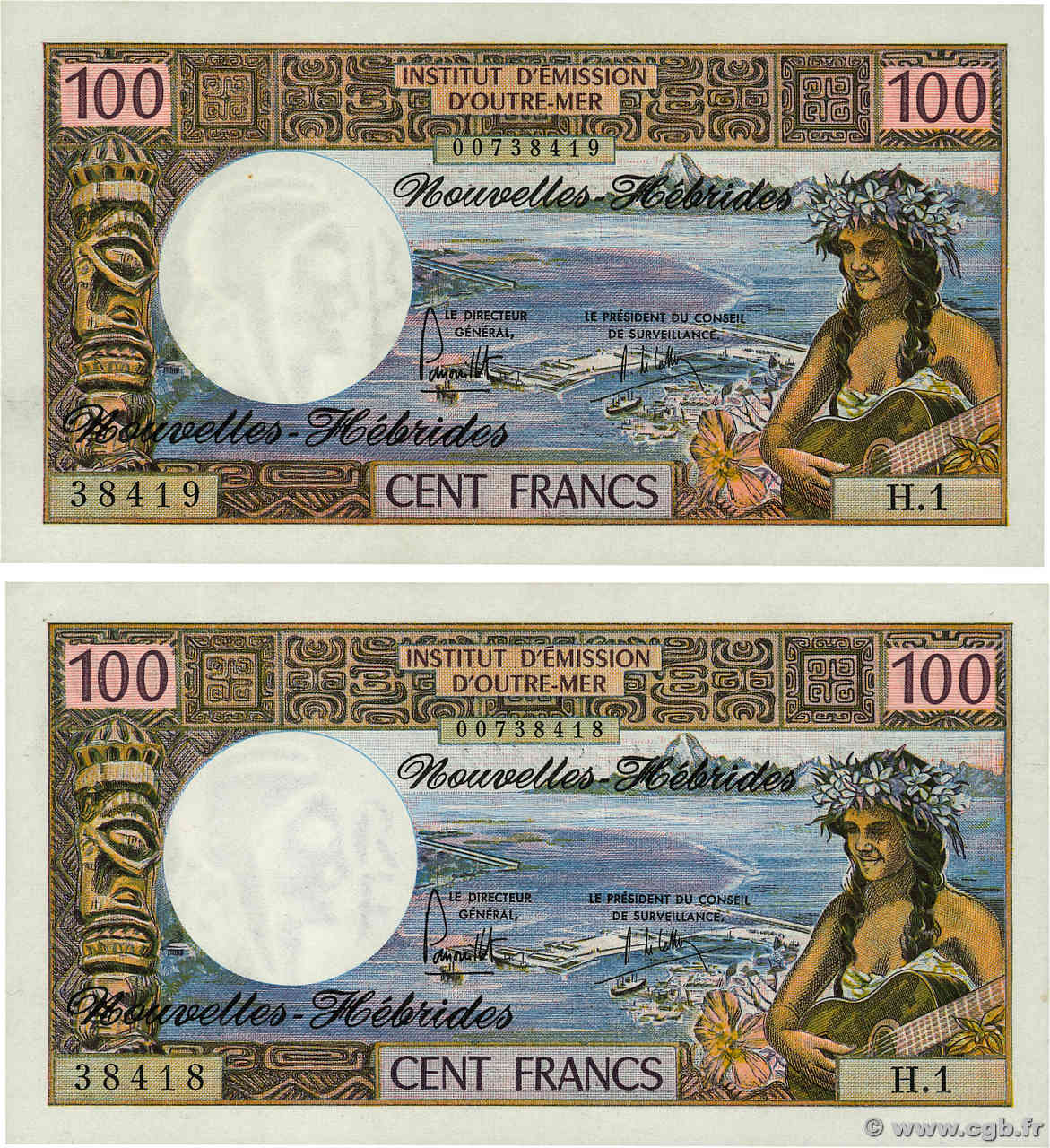 100 Francs Consécutifs NOUVELLES HÉBRIDES  1975 P.18c pr.NEUF