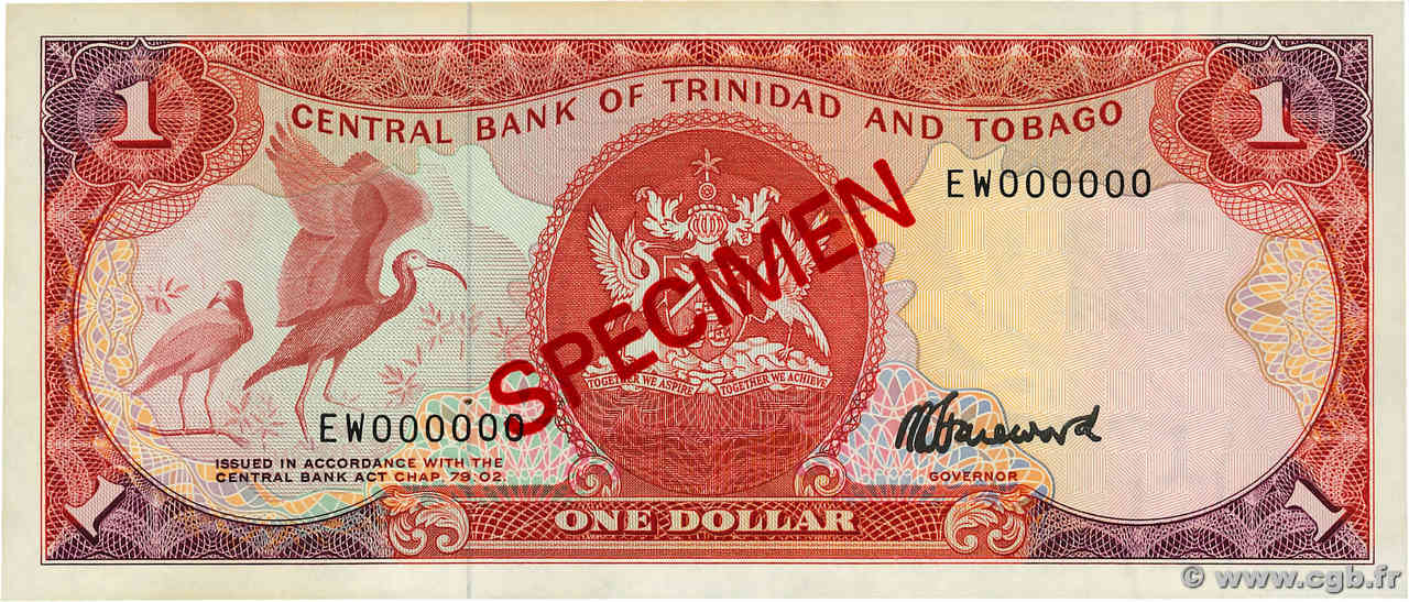 1 Dollar Spécimen TRINIDAD et TOBAGO  1985 P.36cs pr.NEUF