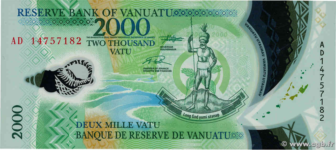 2000 Vatu VANUATU  2014 P.14 TTB+