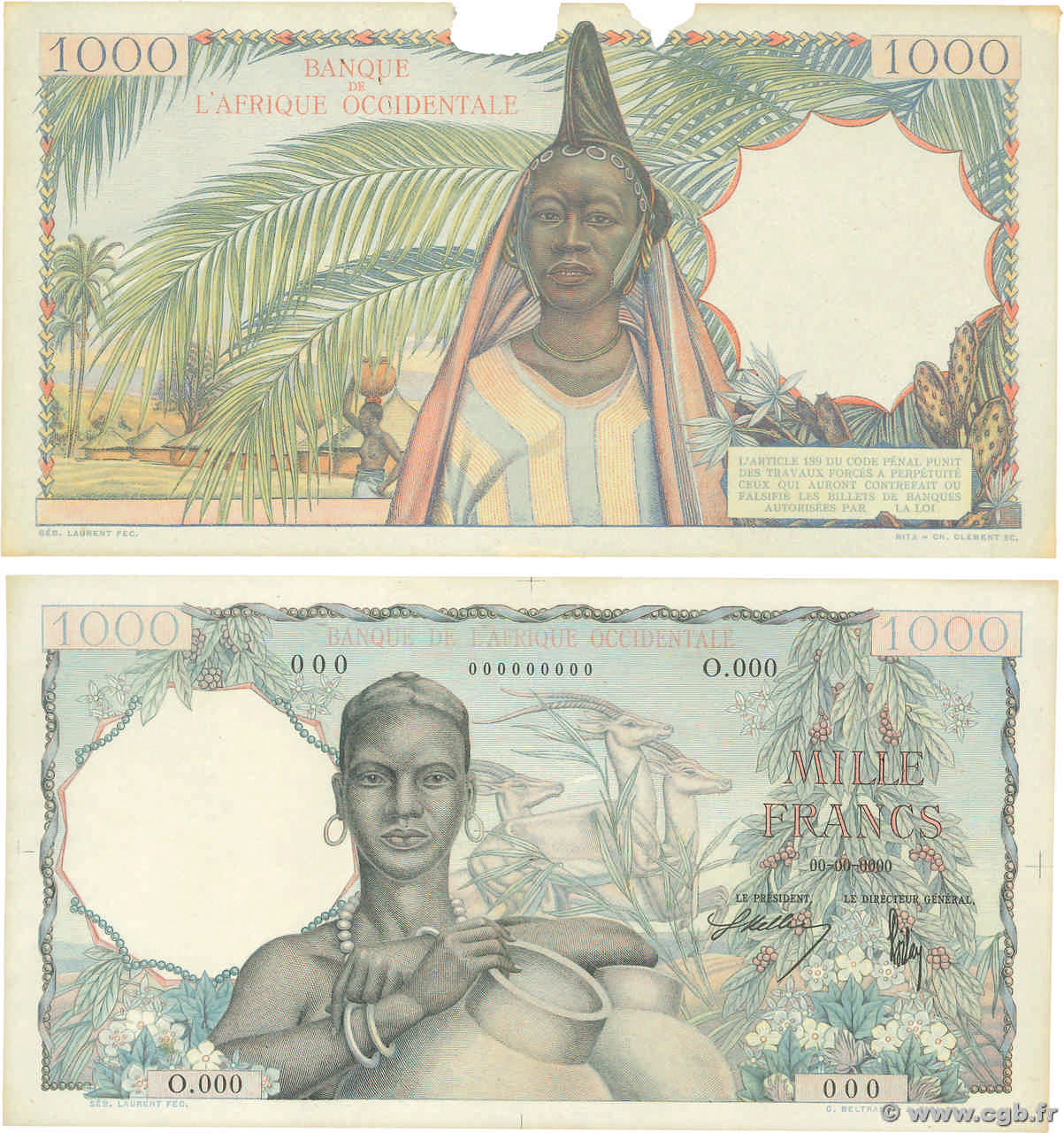1000 Francs Épreuve AFRIQUE OCCIDENTALE FRANÇAISE (1895-1958)  1945 P.42e SPL