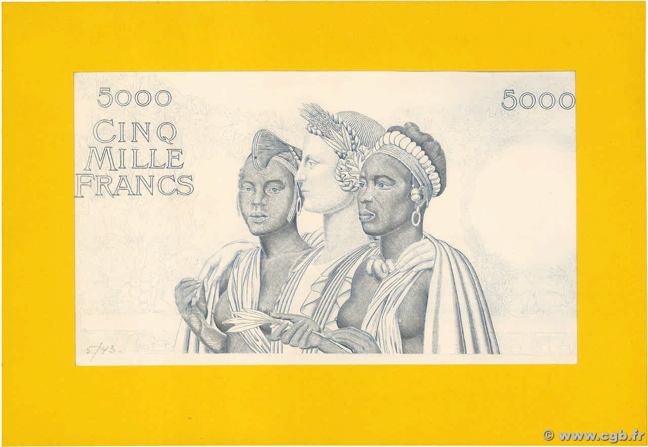 5000 Francs Épreuve FRENCH WEST AFRICA  1943 P.43e AU