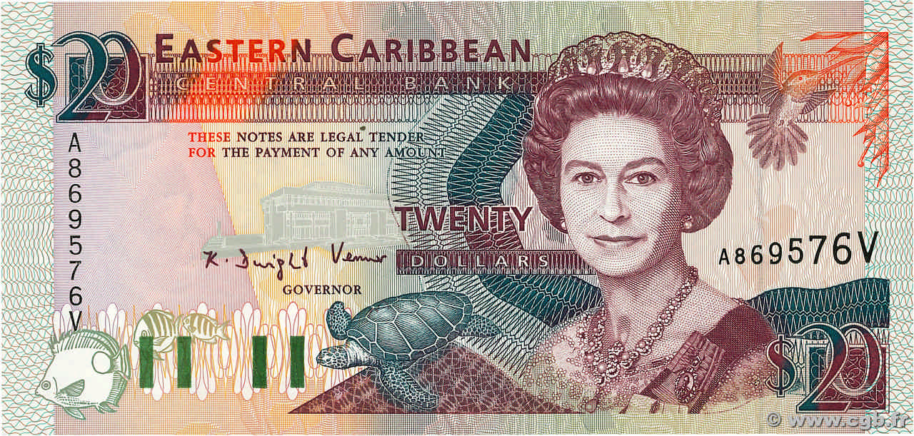20 Dollars EAST CARIBBEAN STATES  1993 P.28v ST