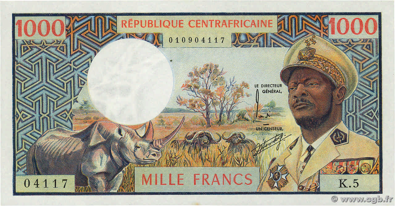 1000 Francs ZENTRALAFRIKANISCHE REPUBLIK  1974 P.02 ST