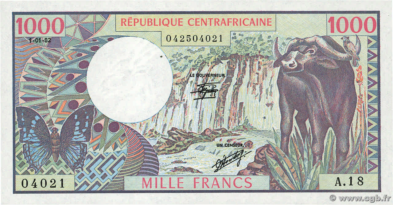 1000 Francs ZENTRALAFRIKANISCHE REPUBLIK  1982 P.10 ST