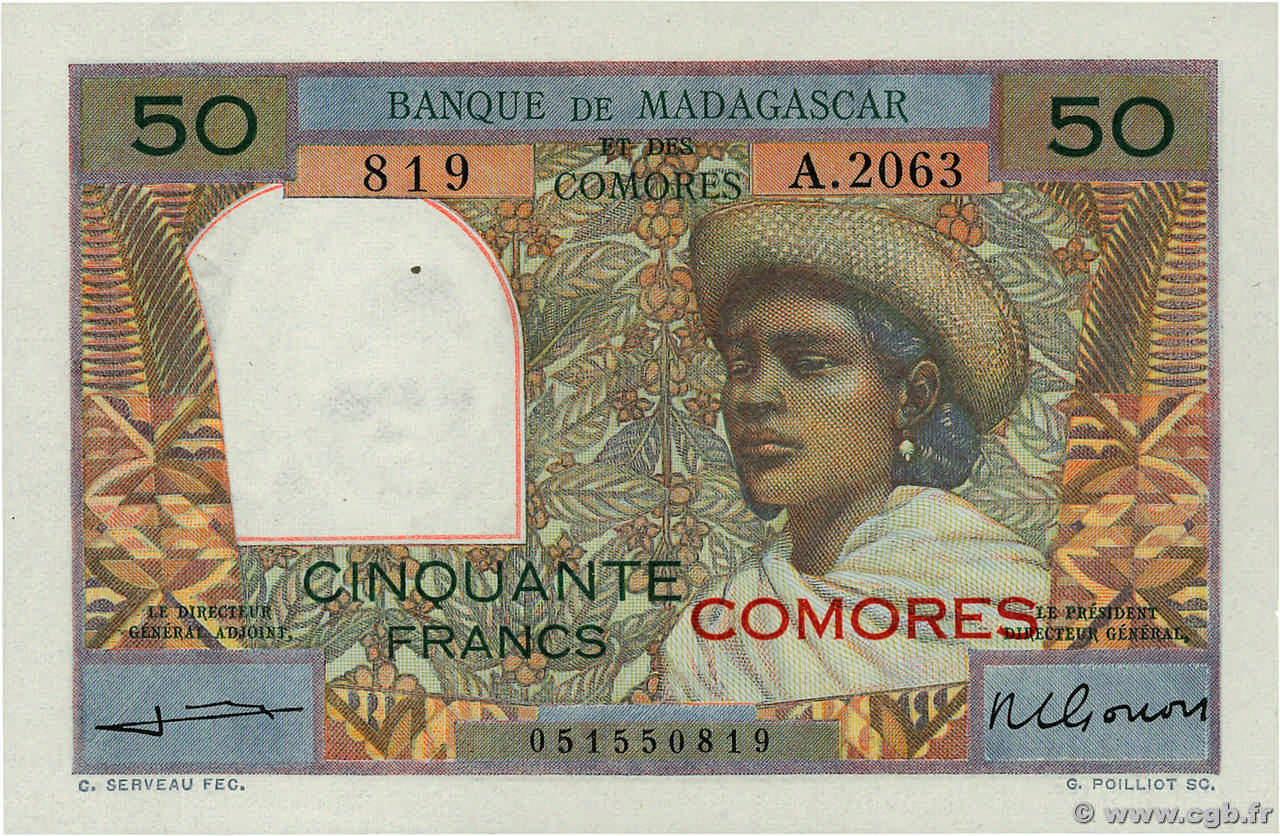 50 Francs COMOROS  1960 P.02b2 UNC