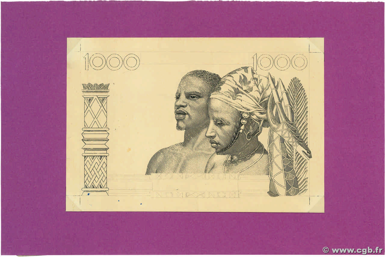 1000 Francs Épreuve WEST AFRIKANISCHE STAATEN  1950 P.- fST