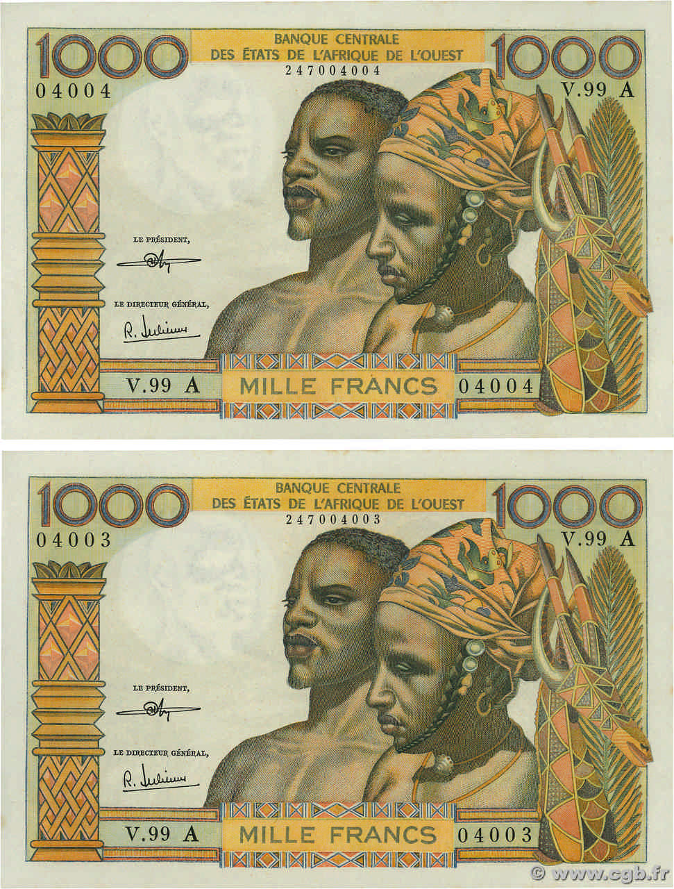 1000 Francs Consécutifs ÉTATS DE L AFRIQUE DE L OUEST  1972 P.103Ai NEUF