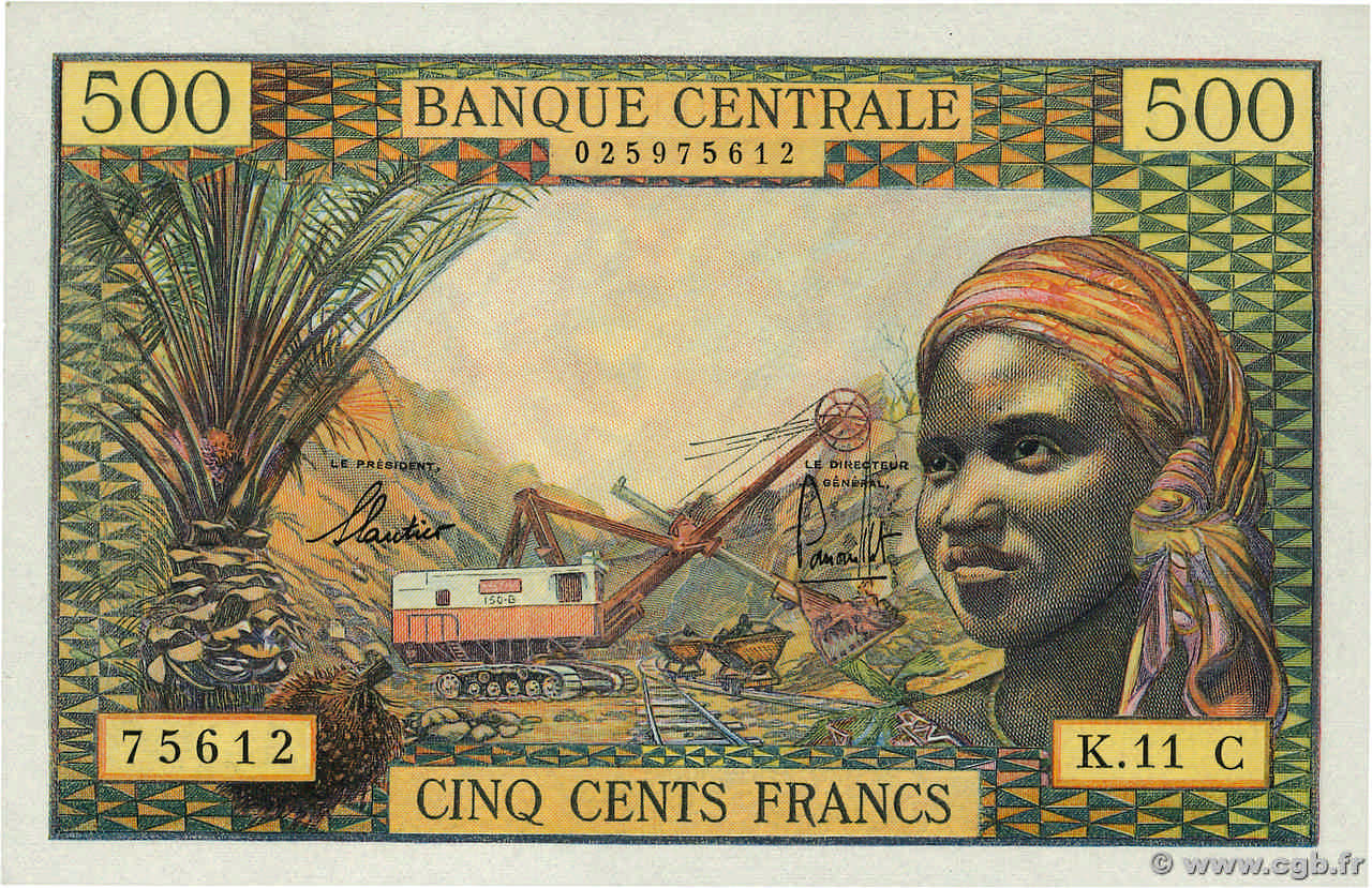 500 Francs EQUATORIAL AFRICAN STATES (FRENCH)  1965 P.04c fST+
