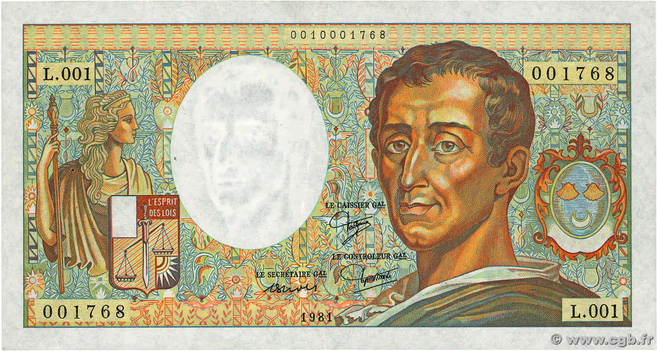 200 Francs MONTESQUIEU Fauté FRANCIA  1981 F.70.01 EBC