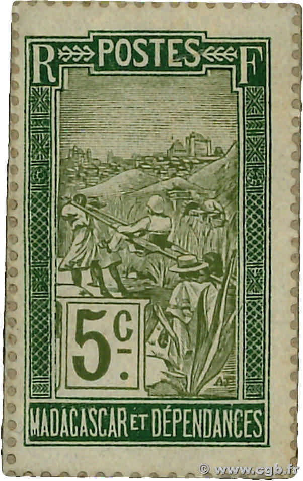 5 Centimes Chien MADAGASCAR  1916 P.009 SC+