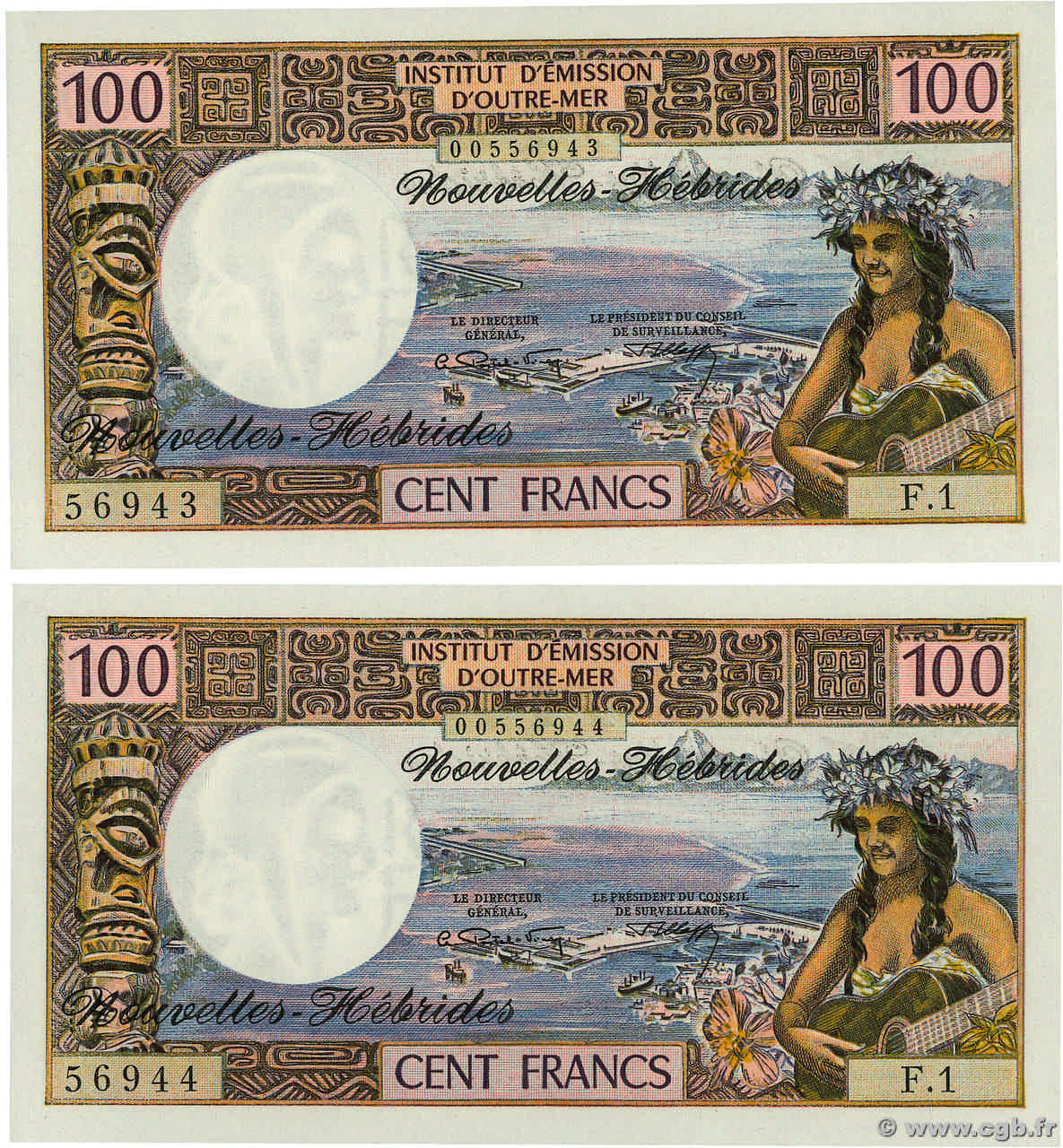 100 Francs Consécutifs NEW HEBRIDES  1972 P.18b UNC