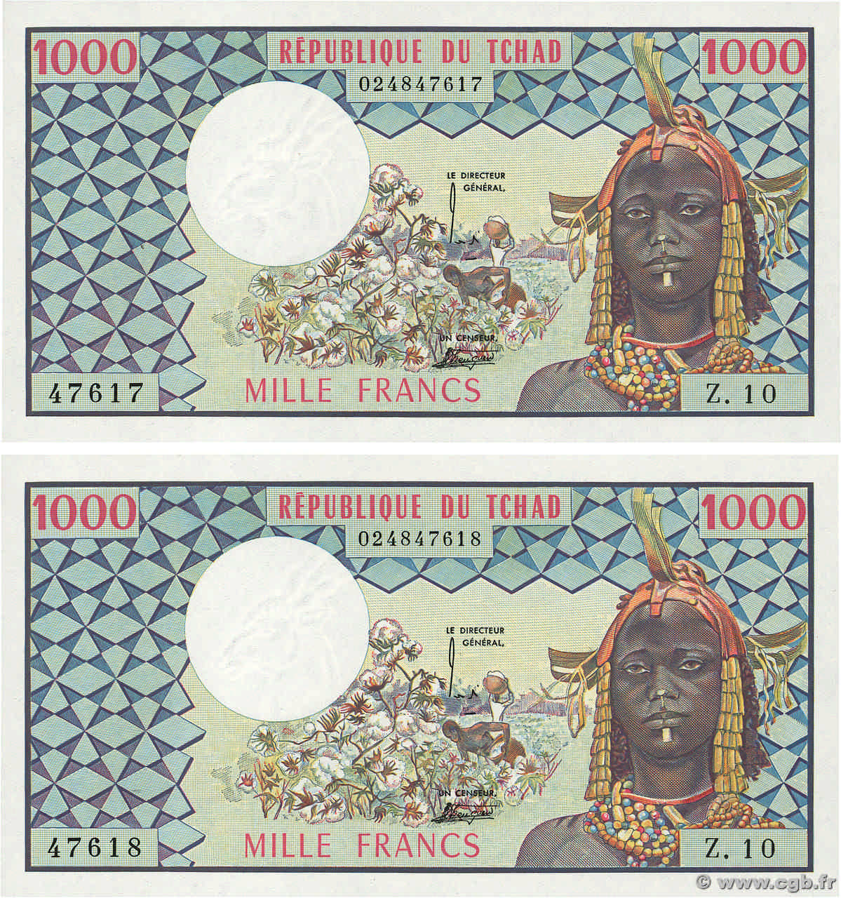 1000 Francs Consécutifs CIAD  1973 P.03b FDC