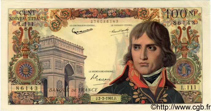 100 Nouveaux Francs BONAPARTE FRANCE  1961 F.59.10 pr.SPL