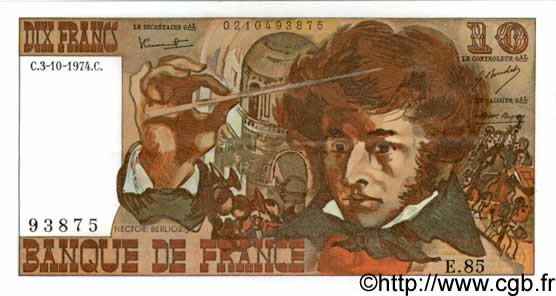 10 Francs BERLIOZ FRANCE  1974 F.63.07a SPL