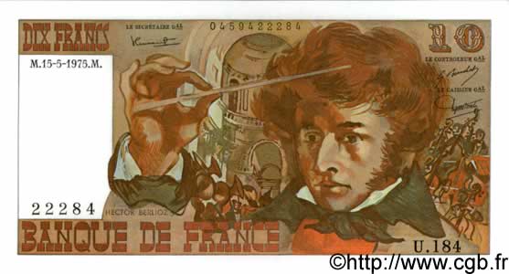 10 Francs BERLIOZ FRANCE  1975 F.63.10 pr.NEUF