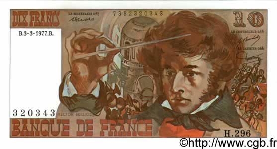 10 Francs BERLIOZ FRANCE  1977 F.63.21 SPL