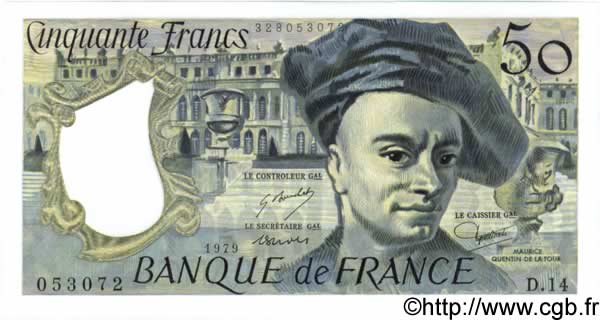 50 Francs QUENTIN DE LA TOUR FRANCE  1979 F.67.04 NEUF