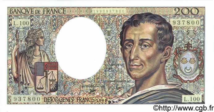 200 Francs MONTESQUIEU FRANCE  1991 F.70.10b NEUF