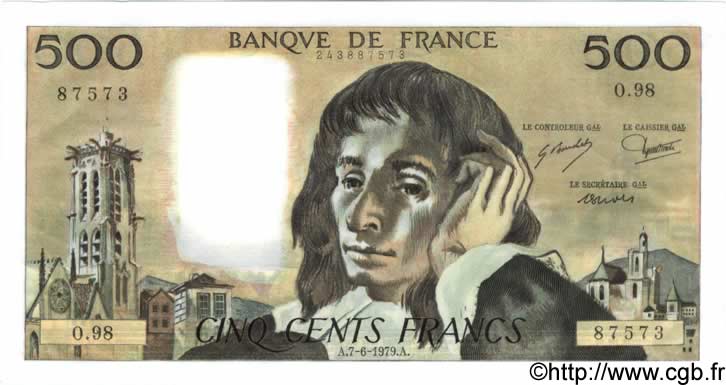 500 Francs PASCAL FRANCE  1979 F.71.19 SPL+