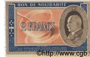 2 Francs BON DE SOLIDARITÉ FRANCE régionalisme et divers  1941 KL.03D SUP
