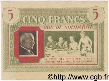 5 Francs BON DE SOLIDARITÉ FRANCE regionalism and miscellaneous  1941 KL.05A AU