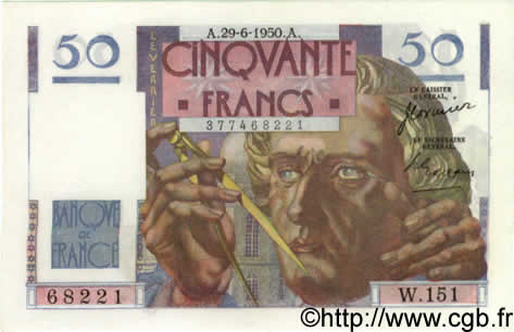 50 Francs LE VERRIER FRANCE  1950 F.20.15 NEUF
