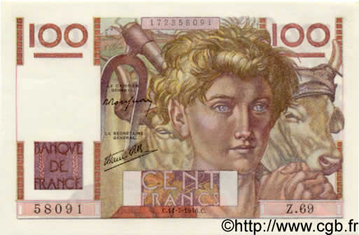 100 Francs JEUNE PAYSAN FRANCE  1946 F.28.06 NEUF