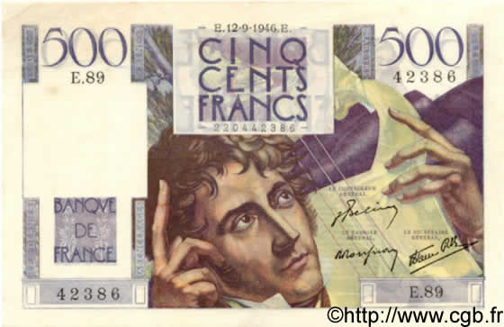 500 Francs CHATEAUBRIAND FRANCE  1946 F.34.06 SUP+