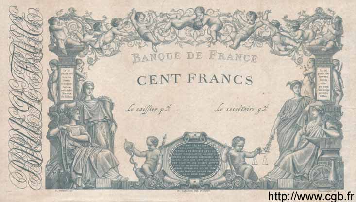 100 Francs 1862 Indices bleus FRANCE  1862 F.A34.00Ec1 pr.NEUF