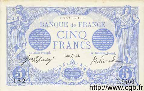 5 Francs BLEU FRANCE  1915 F.02.34 pr.NEUF