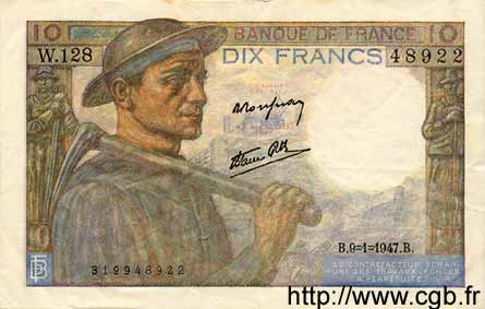 10 Francs MINEUR FRANCE  1947 F.08.17 TTB+