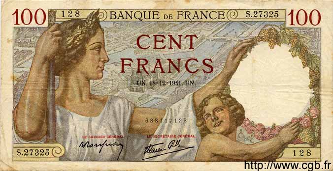 100 Francs SULLY FRANCE  1941 F.26.63 pr.TTB