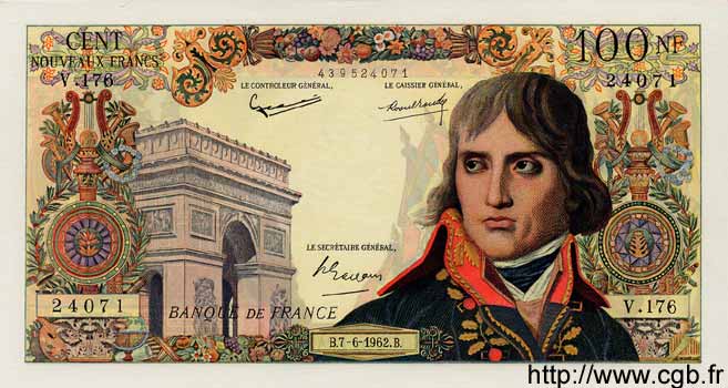 100 Nouveaux Francs Bonaparte FRANCE  1962 F.59.00x NEUF