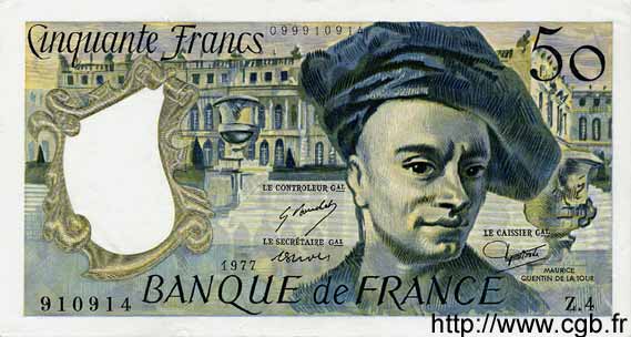 50 Francs QUENTIN DE LA TOUR FRANCE  1977 F.67.02 SUP