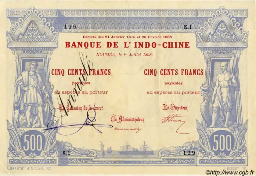 500 Francs NOUVELLE CALÉDONIE  1898 P.13a SPL