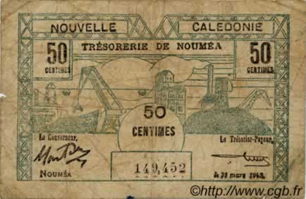 50 Centimes NOUVELLE CALÉDONIE  1943 P.54 B