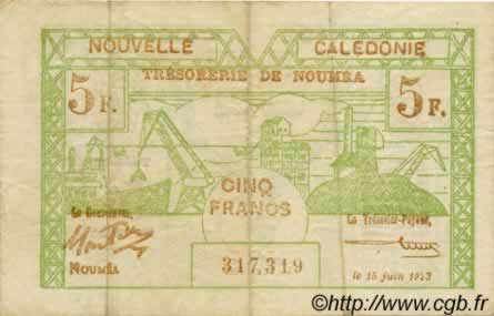 5 Francs NOUVELLE CALÉDONIE  1943 P.58 pr.TTB