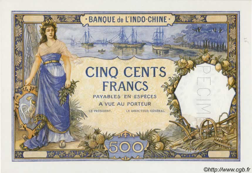 500 Francs TAHITI  1938 P.13bs NEUF
